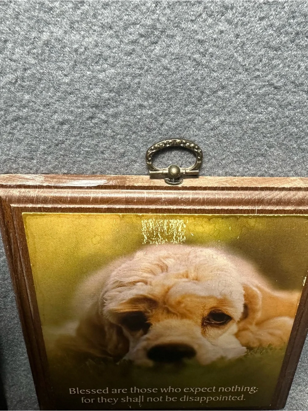1970/80s Dog Sentiment Wall Art Wooden Plaque - Orange & Brown